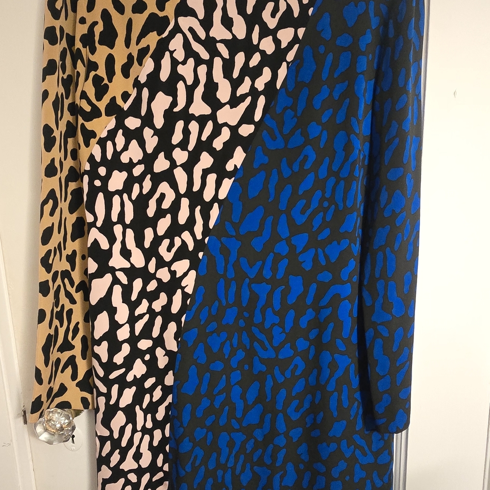 DVF Leopard Print Colorblock Dress
